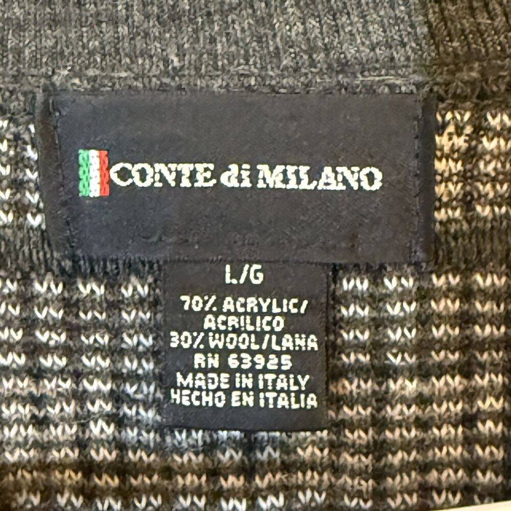Conte Di Milano Vintage Wool Blend Men’s Large Collared Pullover Sweater Plaid - Picture 3 of 5